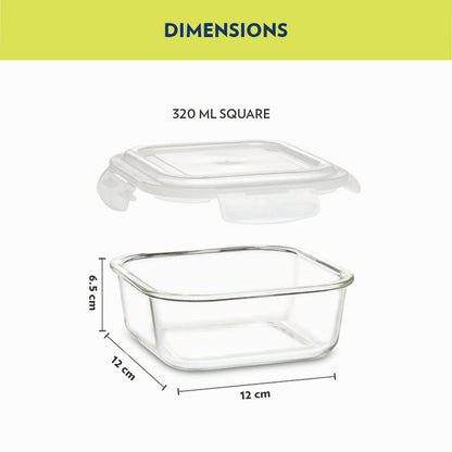 Alfa Green Glass Lunch Box, Square x 2 (Flat)