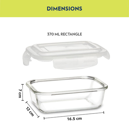 Alfa Blue Glass Lunch Box, Rectangle x 2 (Flat)