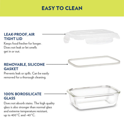 Alfa Blue Glass Lunch Box, Rectangle x 2 (Flat)