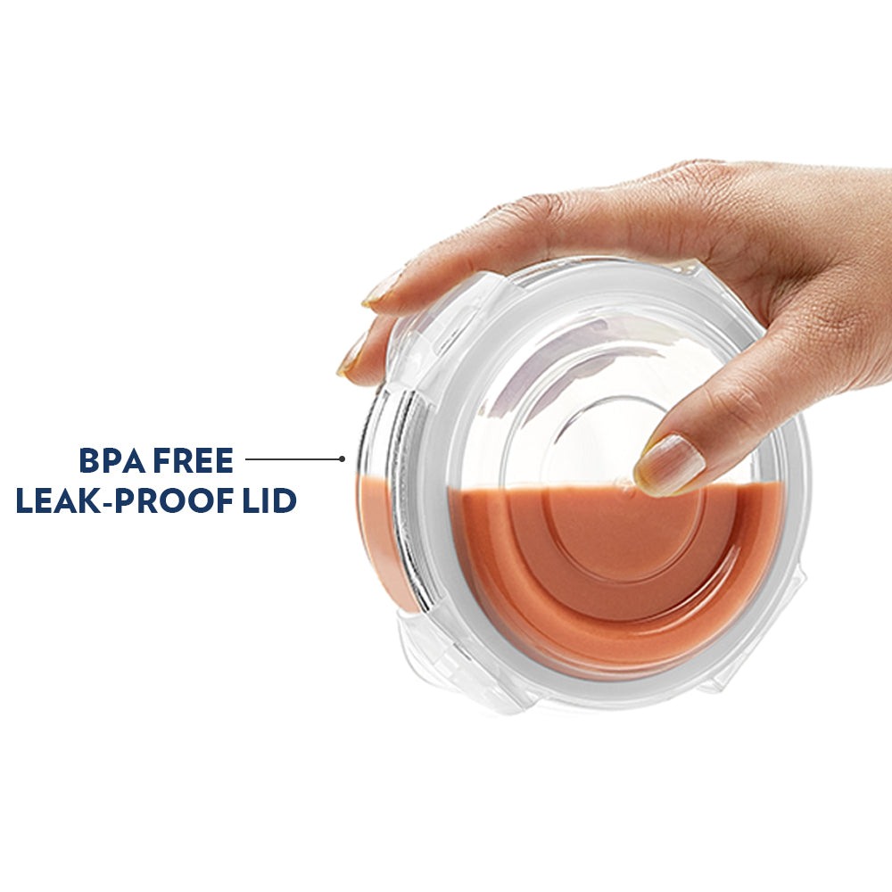 Alfa Blue Glass Lunch Box, Round x 2 (Flat)