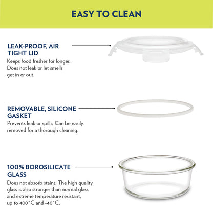 Alfa Blue Glass Lunch Box, Round x 2 (Tall)