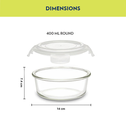 Alfa Green Glass Lunch Box, Round x 2 (Flat)