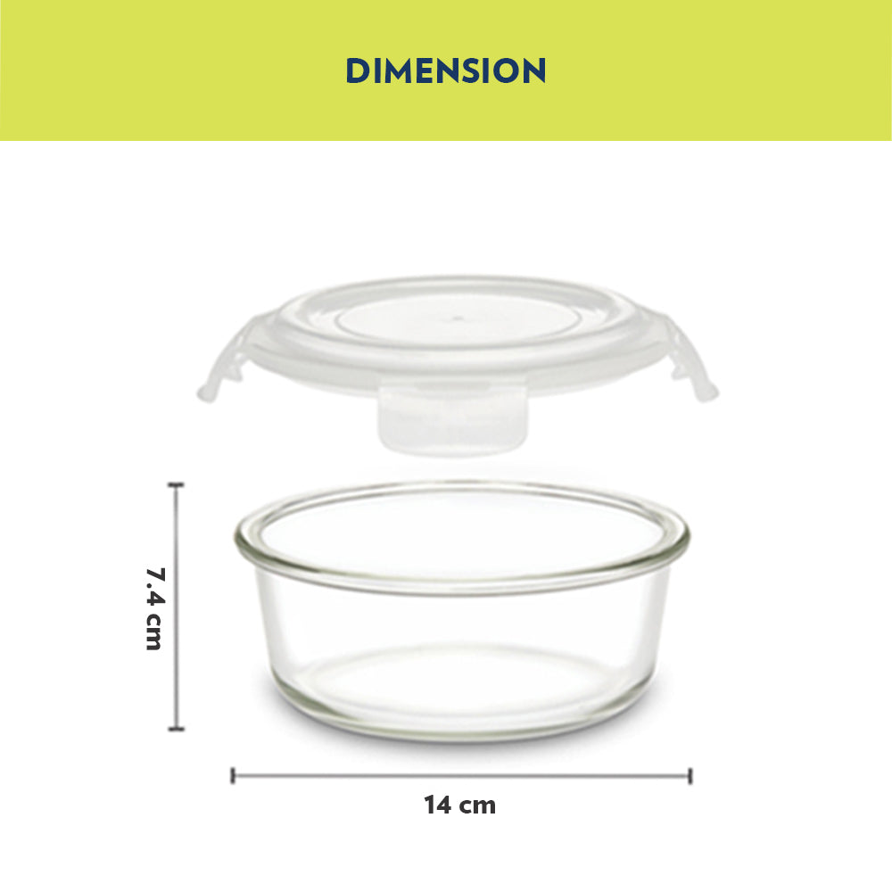 Ace Green Glass Lunch Box, Round x 3 (Tall)