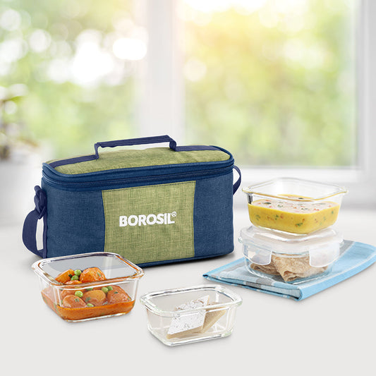 Ace Aroma Glass Lunch Box, Square x 4 (Flat)
