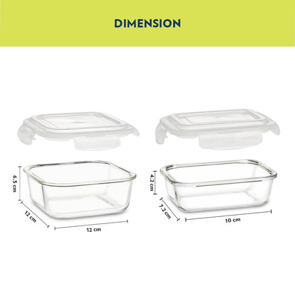 Ace Aroma Glass Lunch Box, Square x 4 (Flat)