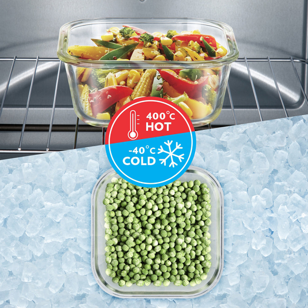 Ace Aroma Glass Lunch Box, Square x 4 (Flat)
