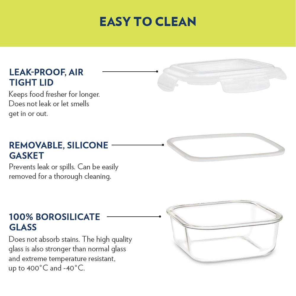 Ace Aroma Glass Lunch Box, Square x 4 (Flat)