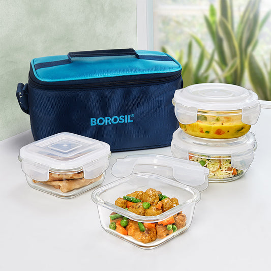 Alfa Blue Universal Glass Lunch Box