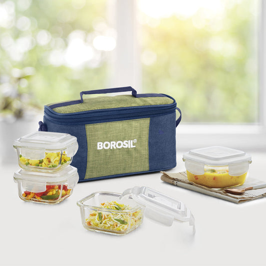 Ace Green Glass Lunch Box, Square x 4 (Flat)