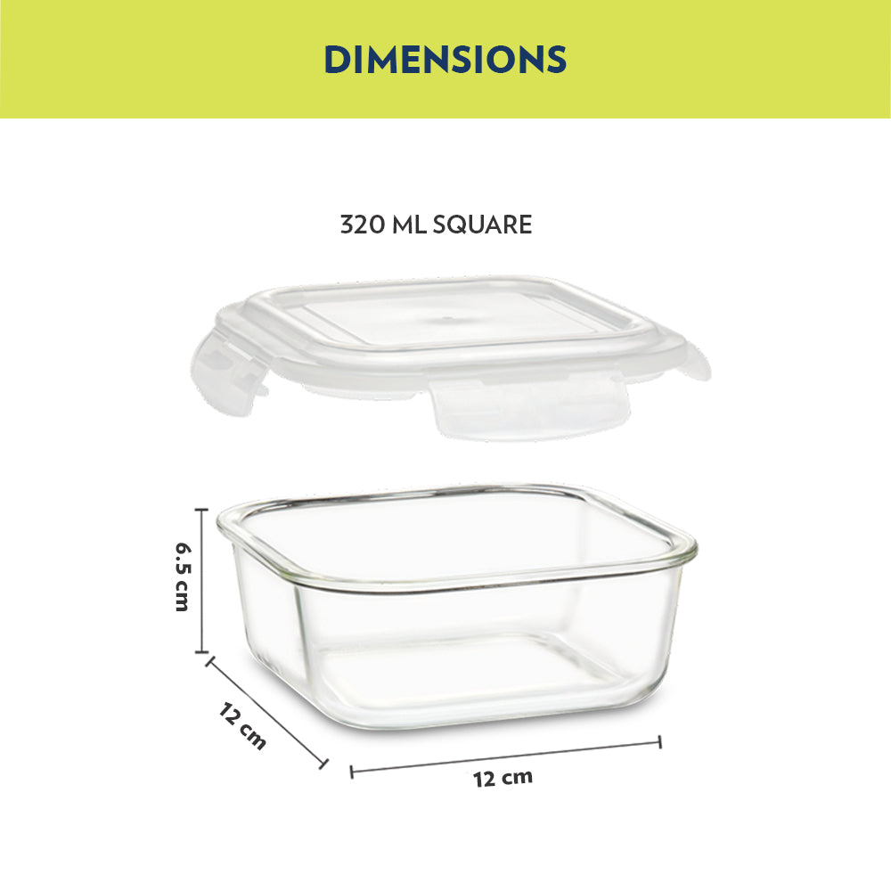 Alfa Aroma Green Glass Lunch Box, Square x 4