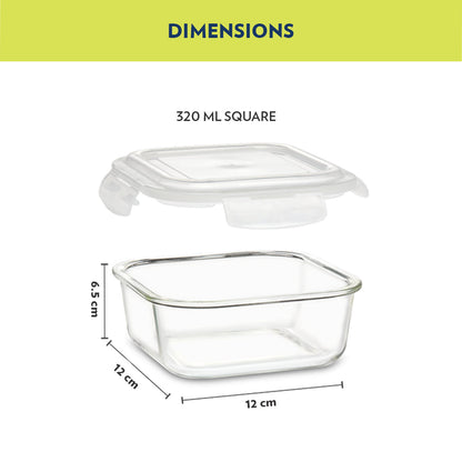 Alfa Aroma Green Glass Lunch Box, Square x 4