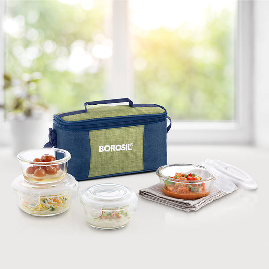 Ace Fusion Glass Lunch Box, Round x 4 (Flat)