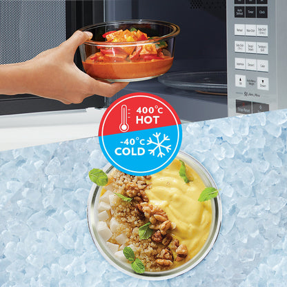 Ace Fusion Glass Lunch Box, Round x 4 (Flat)