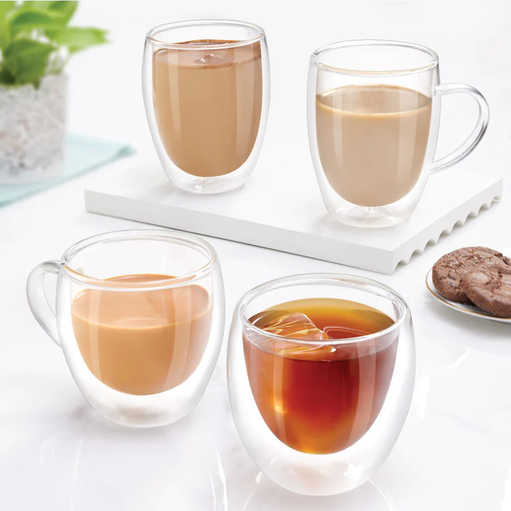 Borosil Bella Double Wall Glass Tumbler, Set of 2