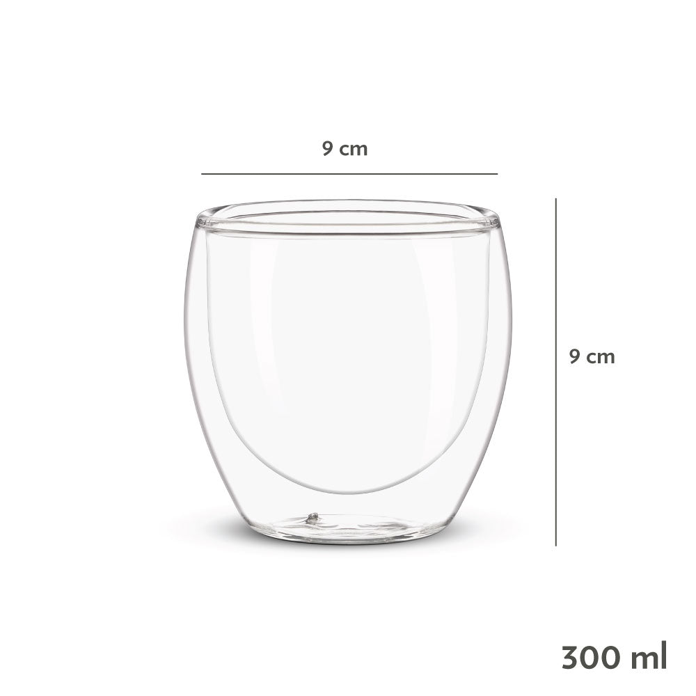 Borosil Bella Double Wall Glass Tumbler, Set of 2
