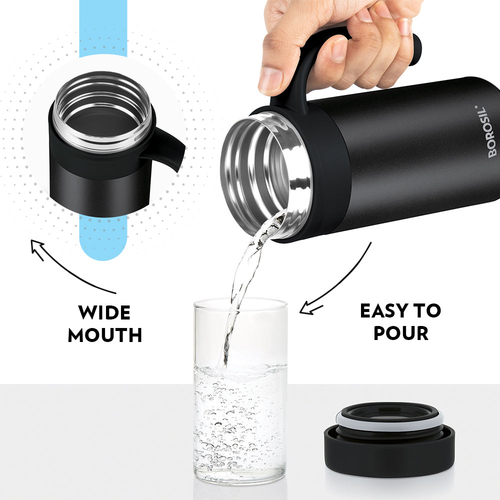 Borosil CafeTime Insulated Mug, Black, Personalise