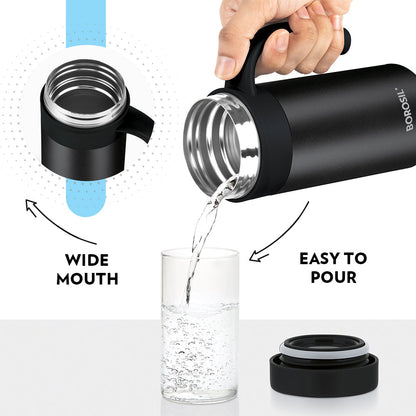 Borosil CafeTime Insulated Mug, Black, Personalise