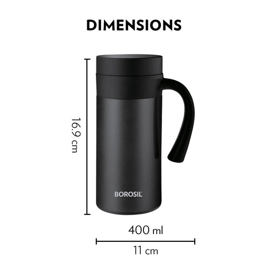 Borosil CafeTime Insulated Mug, Black