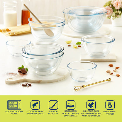 Borosil 2 Bowls w Blue Lid + 1 Bowl w/o Lid