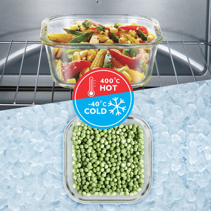 Borosil Borosilicate Glass Klip N Store Air Tight & Leak-Proof Containers 4 x 320 ml