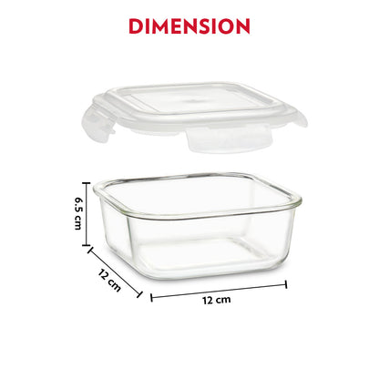 Borosil Borosilicate Glass Klip N Store Air Tight & Leak-Proof Containers 4 x 320 ml