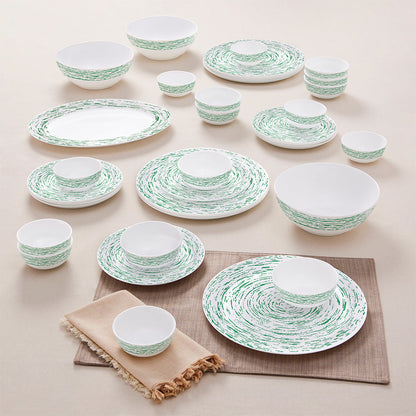 Larah by Borosil, Opalware, Microwave Safe, Green Nova Dinner Set (Serves 4,6,8)
