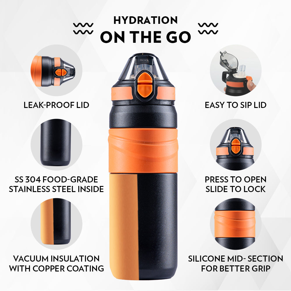 Borosil Adventure Bottle, Black