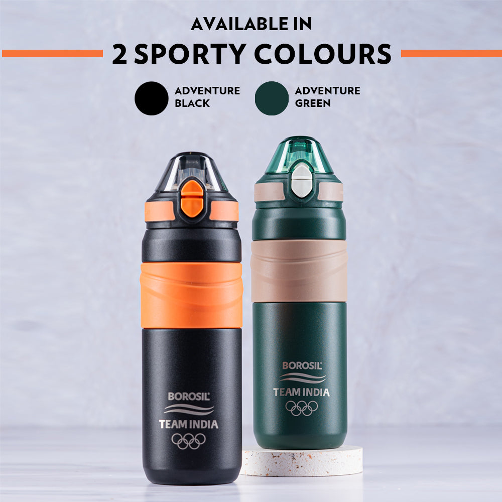 Borosil Adventure Bottle, Black