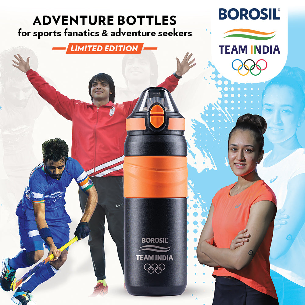 Borosil Adventure Bottle, Black
