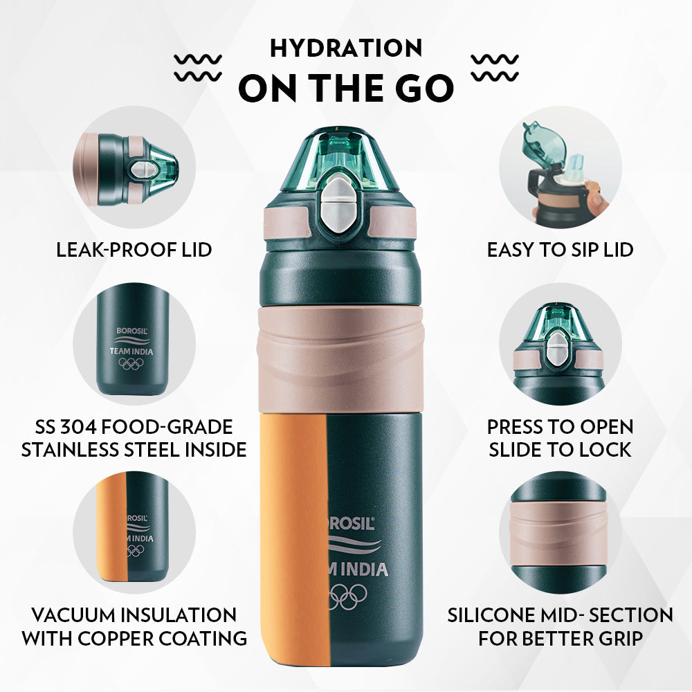 Borosil Adventure Bottle, Green