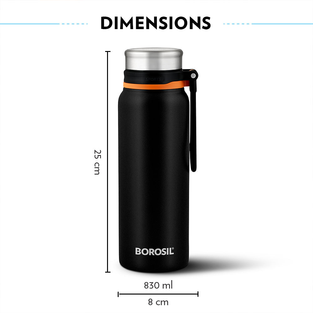 Aquafit Bottle, Black, 830 ml