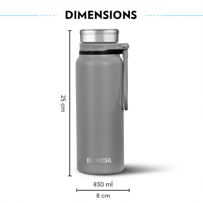 Aquafit Bottle, Grey, 830 ml, Personalise