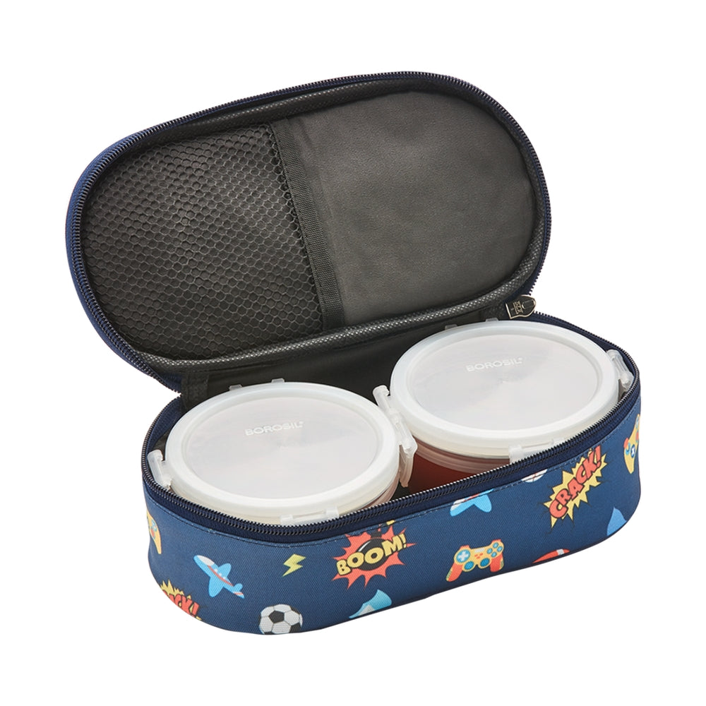 Borosil Blaze Blue Lunchbox, Round x 2 (Flat)