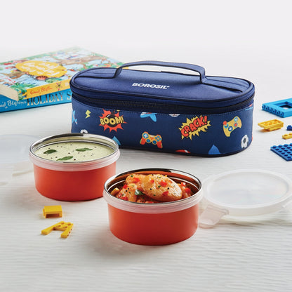 Borosil Blaze Blue Lunchbox, Round x 2 (Flat)