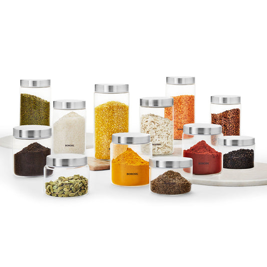 Borosil Endura Airtight Glass Jar Set of 12