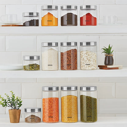 Borosil Endura Airtight Glass Jar Set of 12