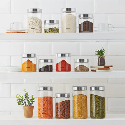 Borosil Endura Airtight Glass Jar Set of 12