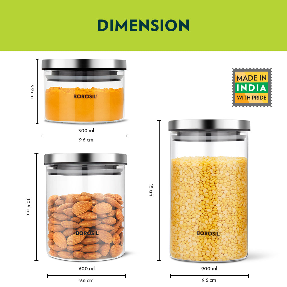 Borosil Classic Storage Jar Set of 3