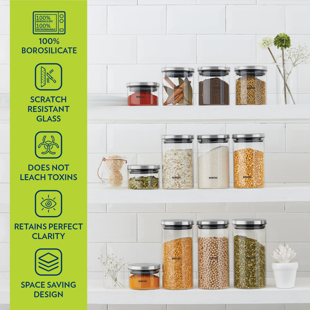 Borosil Classic Storage Jar Set of 2, 300 ml