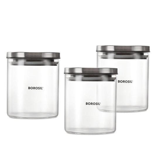 Borosil 3 Classic Jars w Wooden Tray