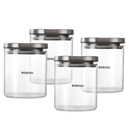 Borosil 4 Classic Jars w Wooden Tray