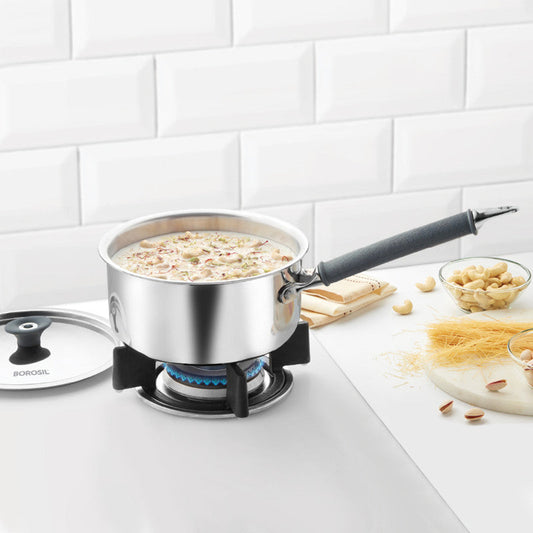 Borosil Cookfresh Triply Saucepan (Silicone Handle + Lid)