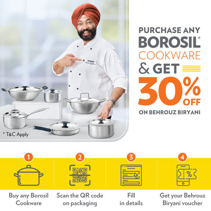 Borosil Cookfresh Triply Saucepan (Silicone Handle + Lid)